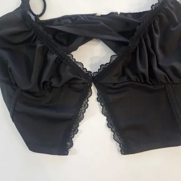 New Occasion Lingerie Style Rave Top Cropped Lace Busty Size XL Black - Picture 4 of 9